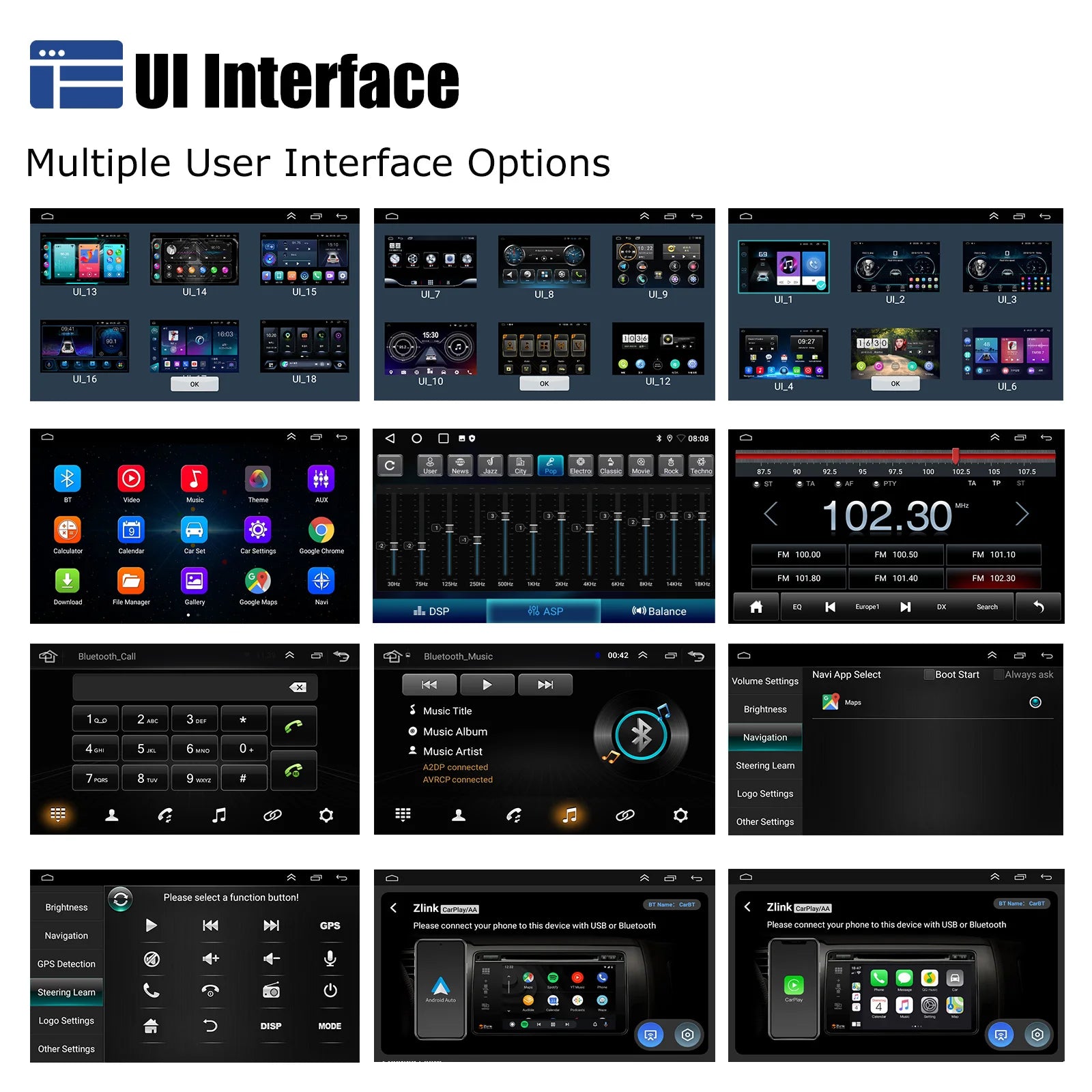 ESSGOO 7"/9"/10“ 2 DIN Android 14 4+64G Car Stereo Carplay Android Auto GPS Navi Bluetooth FM RDS Radio WIFI Touchscreen ChatGPT