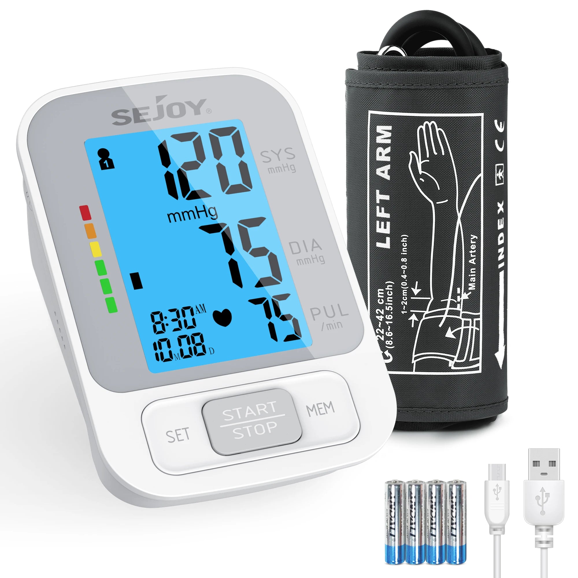 SEJOY Upper Arm Automatic Sphygmomanometer English Voice Backlight Blood Pressure Monitor  High Accurate BP Monitors