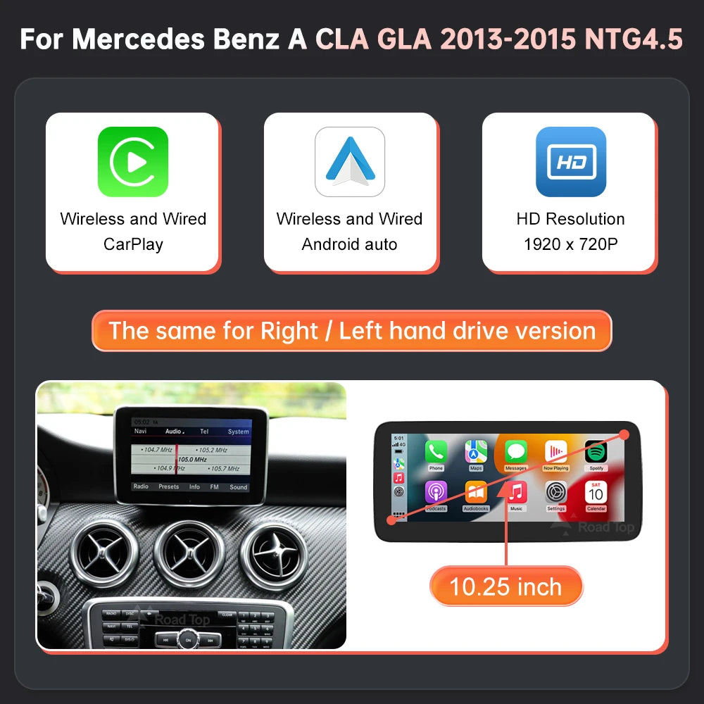 1920*720 Touch Screen Car Multimedia Display For Benz A B CLA GLA W176 W463 W246 2013-2015 NTG4.5 Wireless Carplay Android Auto