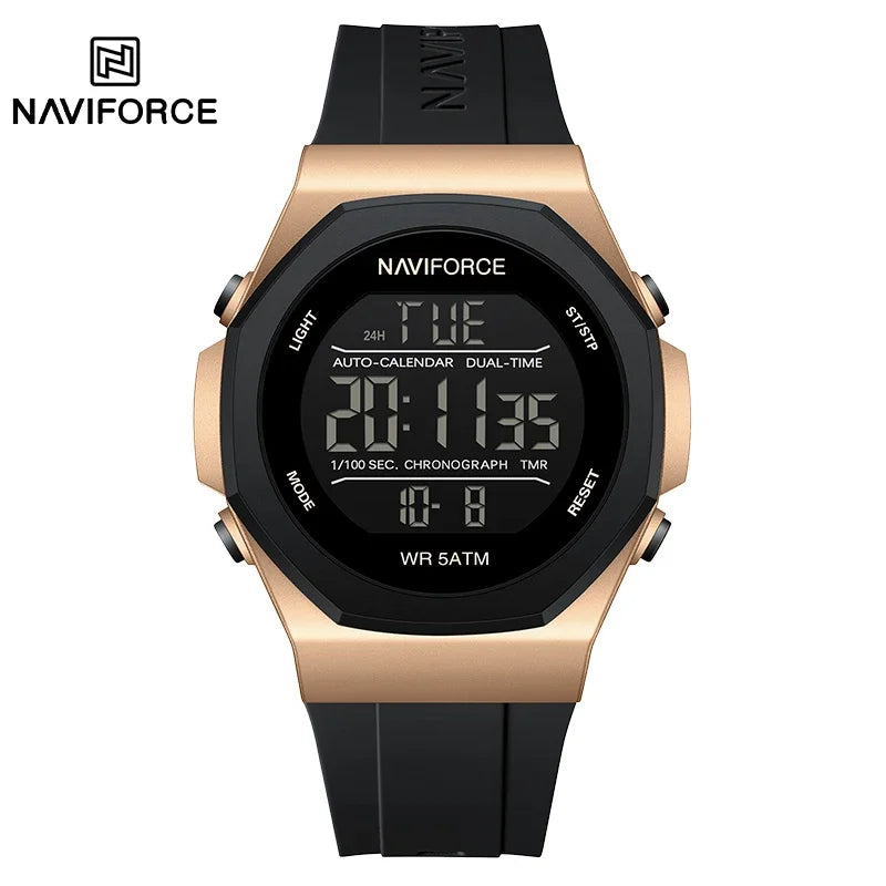 NAVIFORCE Digital Watches for Men Sports LCD Wristwatches  50m Waterproof Sport Watch Digital Light Stopwatch Military Men Watch