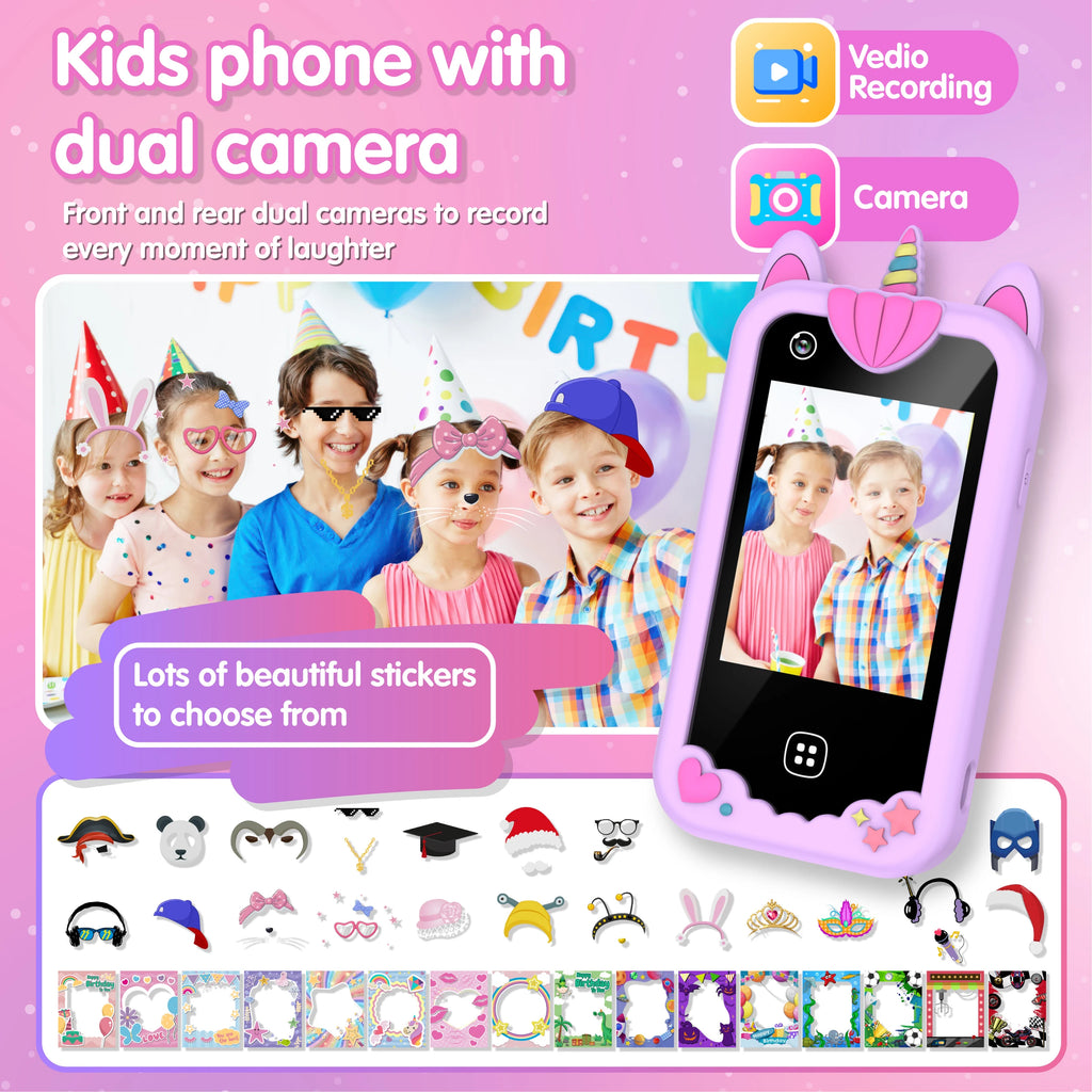 Kids Smart Phone for Girls Boys Kids Cell Phone Toys Dual Camera Music Player 17 Games Toddler Learning Phone For Birthday Gifts