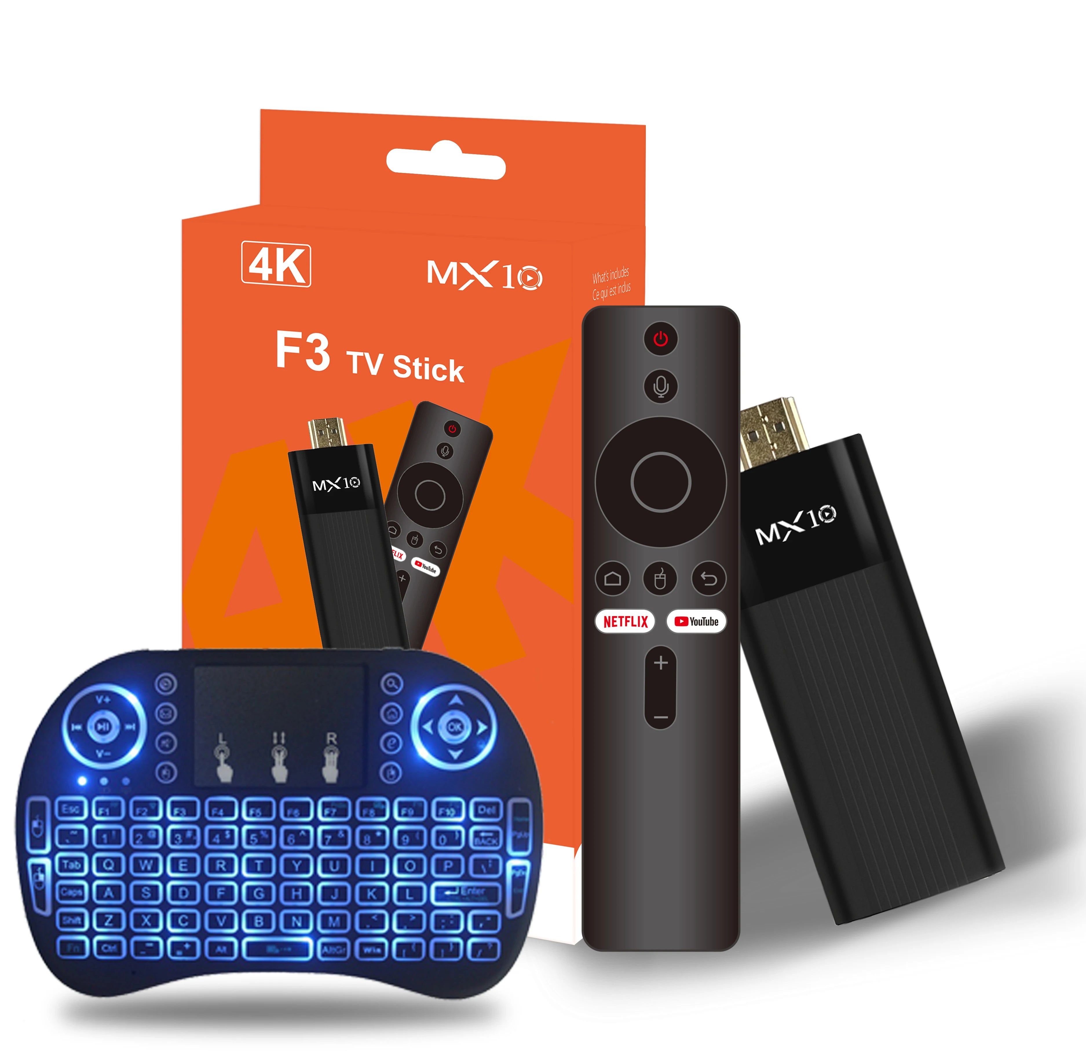 Ultra HD 4K Android TV Stick MX10-F3 Stick Mini Home TV Stick H313 Quad Core Support 2.4/5G Dual Wifi 2GB RAM 16GB ROM