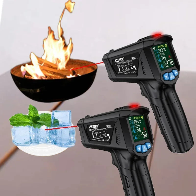 Thermometer 600/800°C Digital Infrared High Temperature Meter Industrial Laser Pyrometer Gun Outdoor Kitchen Humidity Heat Meter