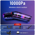 LEIBOO 10000PA Car Vacuum Cleaner Mini Portable Wireless Hand held Cleaner for Home Appliance Powerful Cleaning Machine