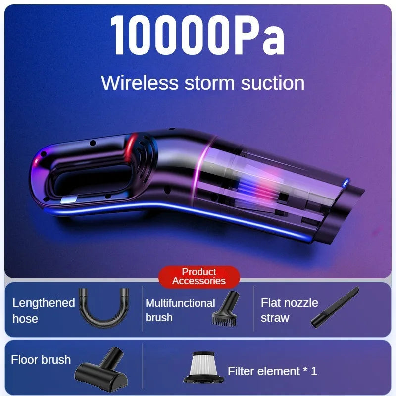LEIBOO 10000PA Car Vacuum Cleaner Mini Portable Wireless Hand held Cleaner for Home Appliance Powerful Cleaning Machine