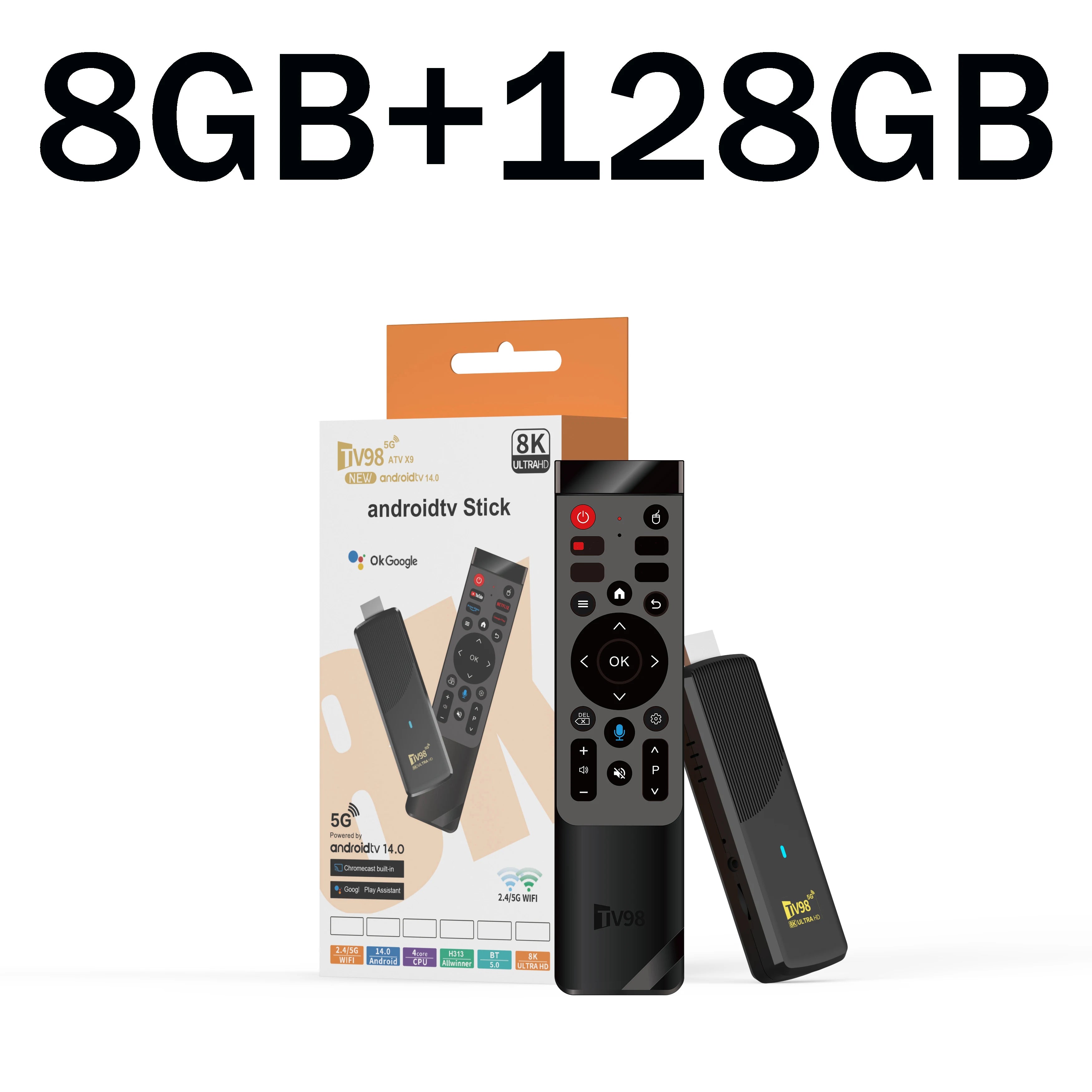 TV98 ATV X9 Smart TV Stick Android14 Allwinner H313 OTA 8GB 128GB Support 8K 4K Media Player 4G 5G Wifi6 HDR10 Voice Remote iptv