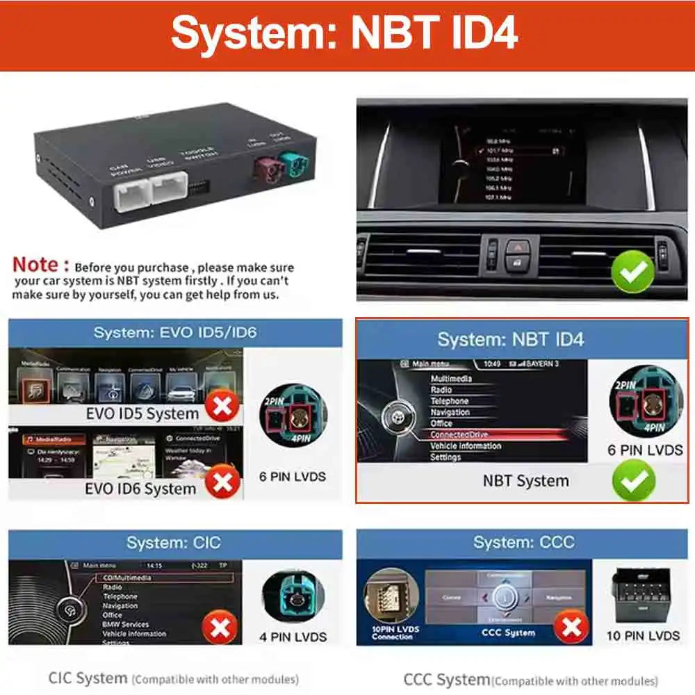 Wireless CarPlay Android For BMW NBT CIC System BMW NBT CIC System 1 2 3 4 5 6 7 Series X1 X3 X4 X5 X6 MINI E60 E84 E70 F26 F25