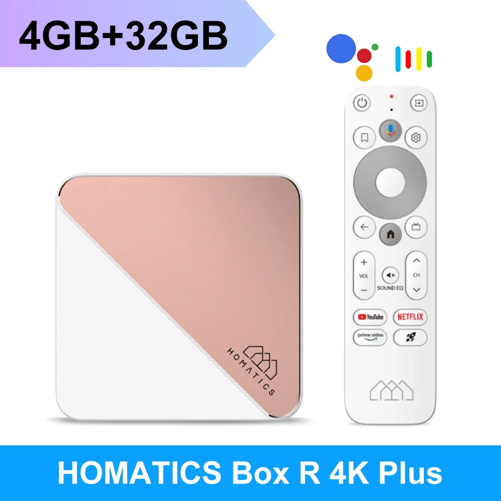 HOMATICS Box R 4K Plus TV Box AndroidTV 14 Netflix Google Certified Amlogic S905X4 4G32G Support DTS Dolby Audio AV1 Wifi6 BT5.0