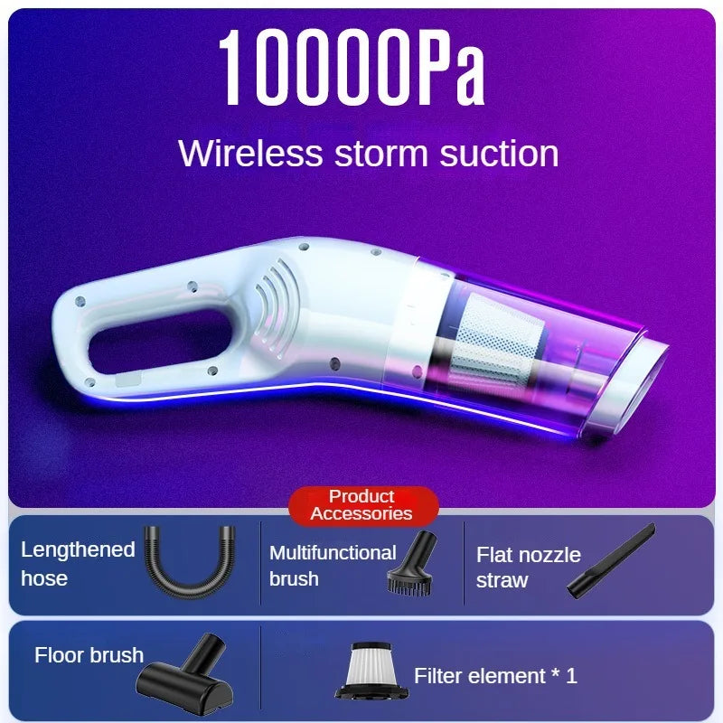 LEIBOO 10000PA Car Vacuum Cleaner Mini Portable Wireless Hand held Cleaner for Home Appliance Powerful Cleaning Machine
