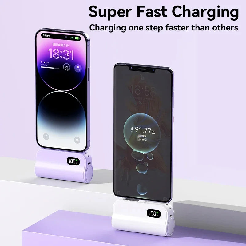 Mini Capsule 50000mAh High Capacity Power Bank Portable Wireless Fast Charging External Battery For iPhone Huawei Samsung