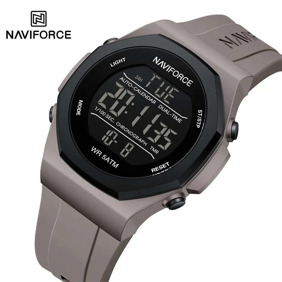 NAVIFORCE Digital Watches for Men Sports LCD Wristwatches  50m Waterproof Sport Watch Digital Light Stopwatch Military Men Watch