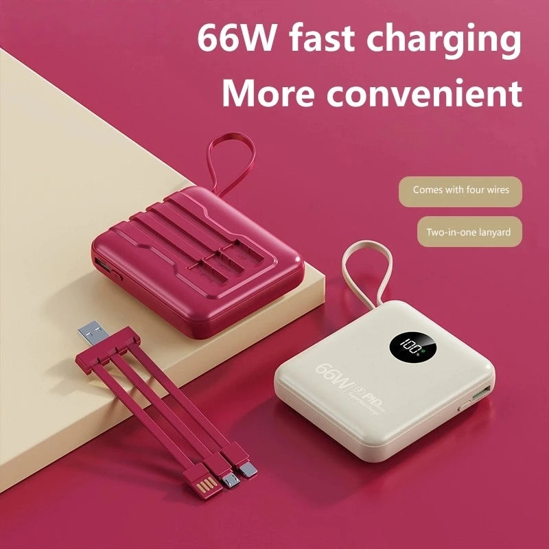 66W Super Fast Charge 20000mAh Mini Power Pack Built in Cable Power Pack For iPhone 16 13 Pro Xiaomi   External Battery Charger