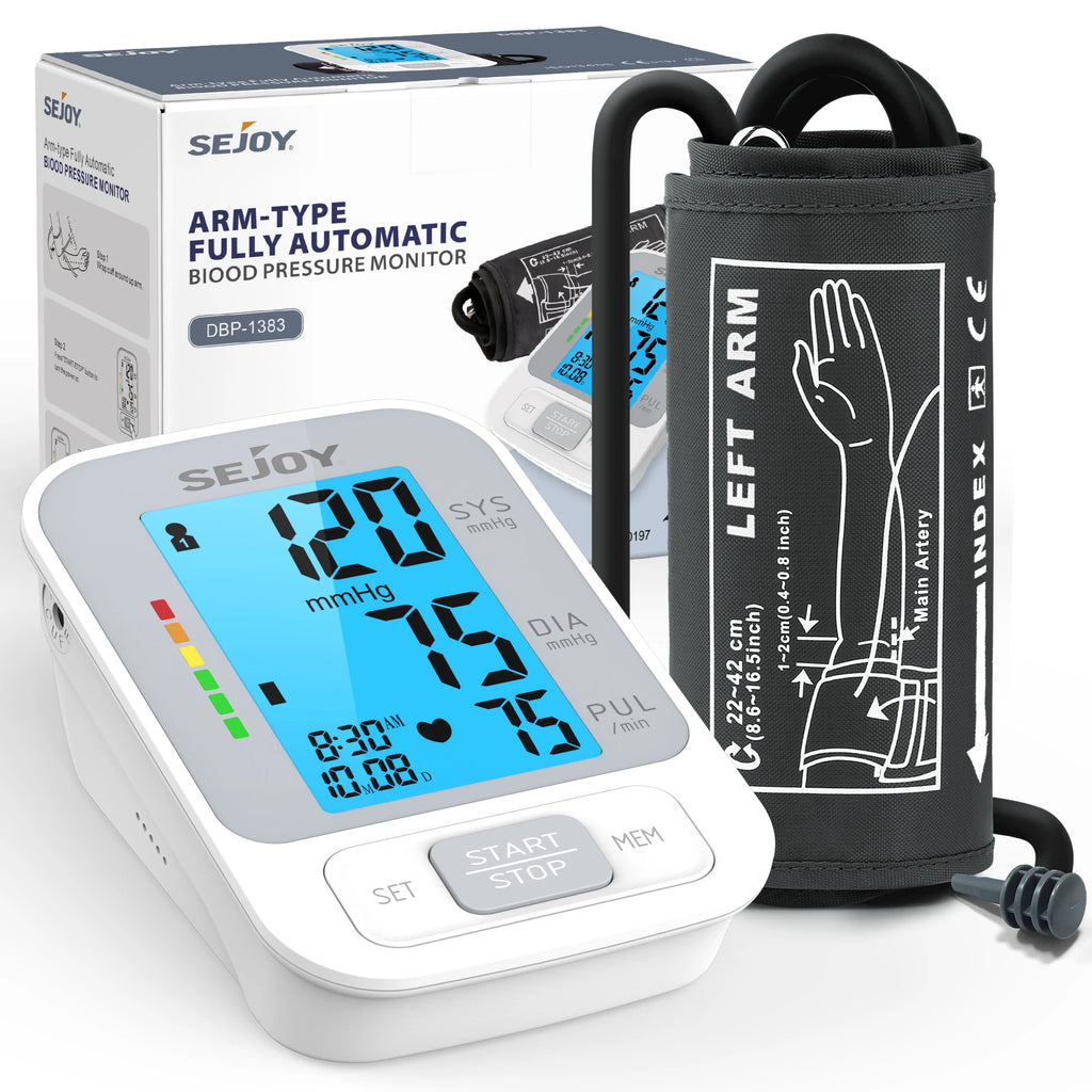 SEJOY Upper Arm Automatic Sphygmomanometer English Voice Backlight Blood Pressure Monitor  High Accurate BP Monitors
