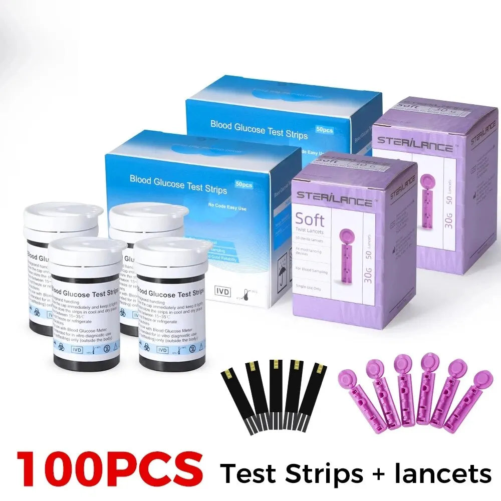 Blood Glucose Meter Medical Glucose Test Strips Lancets Devices Glucometer Kit Diabetic Diabetes Digital official-website
