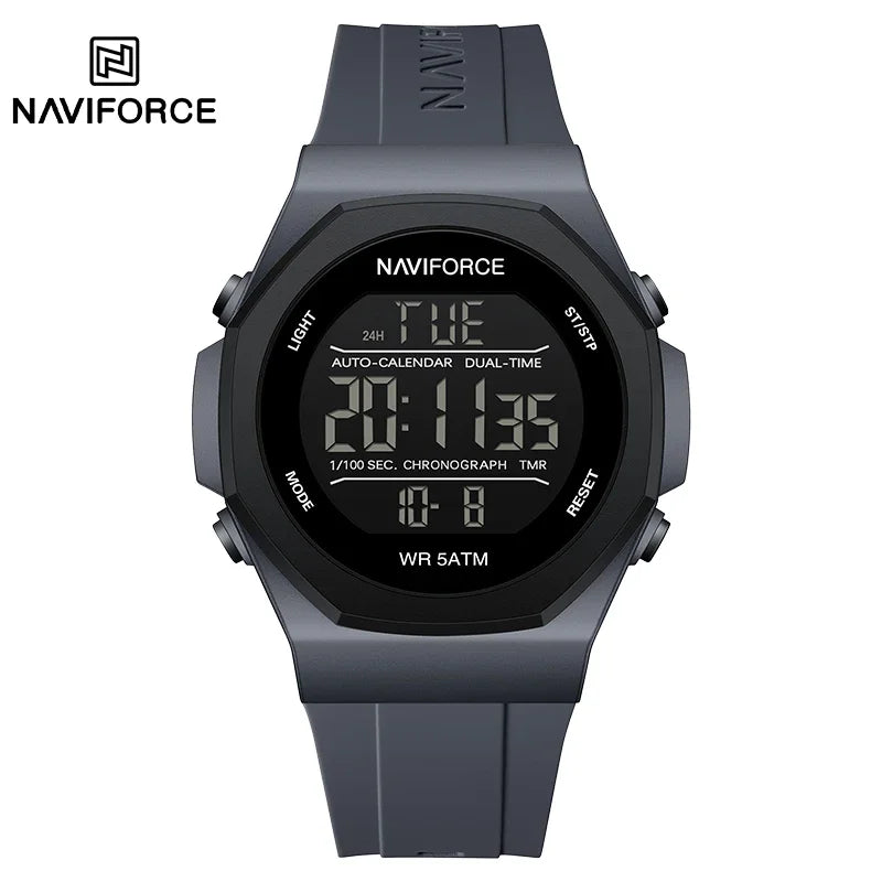 NAVIFORCE Digital Watches for Men Sports LCD Wristwatches  50m Waterproof Sport Watch Digital Light Stopwatch Military Men Watch
