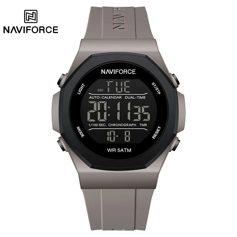 NAVIFORCE Digital Watches for Men Sports LCD Wristwatches  50m Waterproof Sport Watch Digital Light Stopwatch Military Men Watch