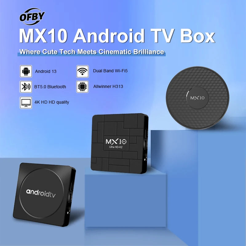 Ultra HD 4K Android TV Stick MX10-F3 Stick Mini Home TV Stick H313 Quad Core Support 2.4/5G Dual Wifi 2GB RAM 16GB ROM