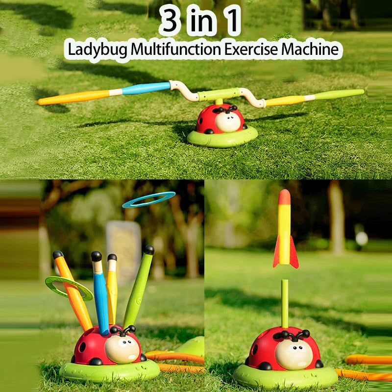Ladybug Sport Entertainment Game Toy Multifunction Rope Skipping Machine Ferrule Jump Rocket Launcher Outdoor Educational