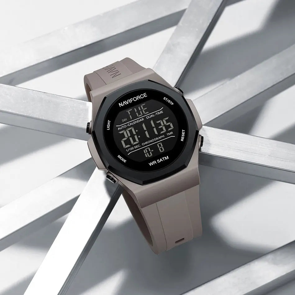 NAVIFORCE Digital Watches for Men Sports LCD Wristwatches  50m Waterproof Sport Watch Digital Light Stopwatch Military Men Watch