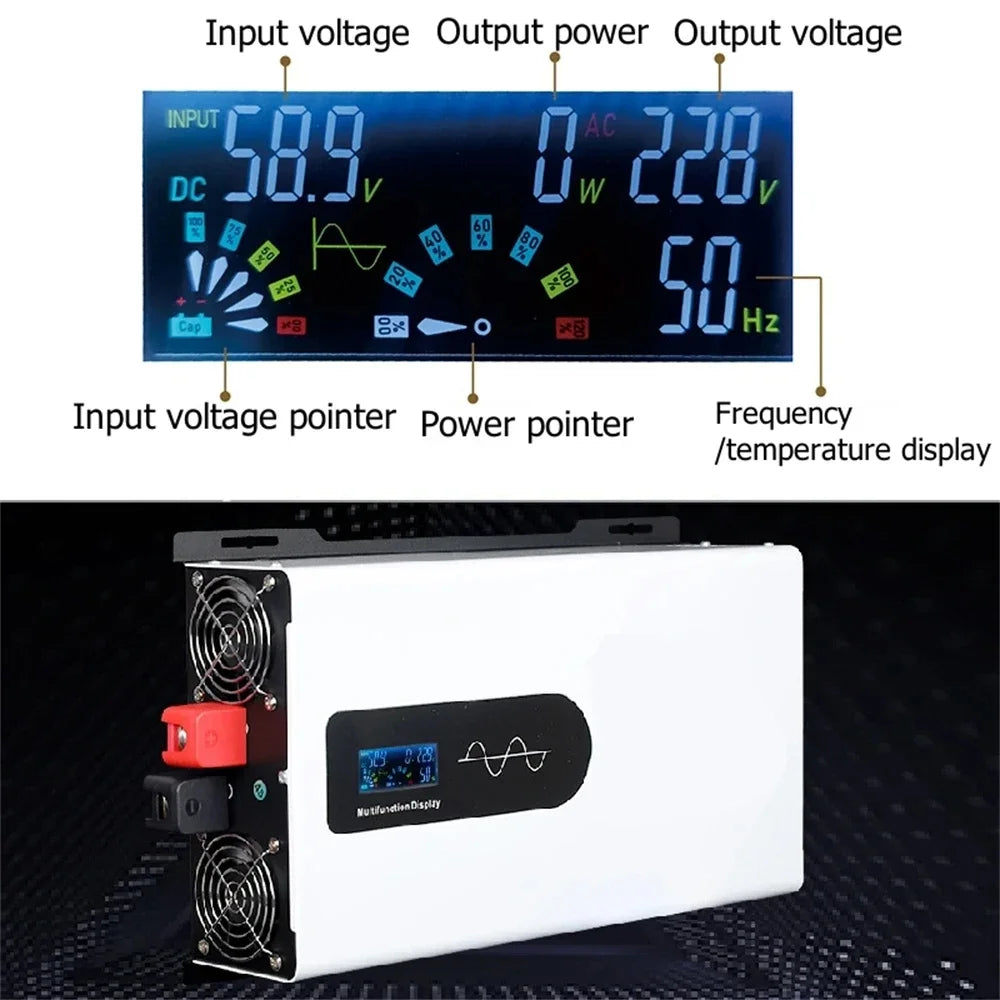 12000W 10000W 8000W Pure Sine Wave Inverter DC 12V 24V 48V 72V 92V To AC 220V 110V Solar Power Bank Inverter Frequency Converter