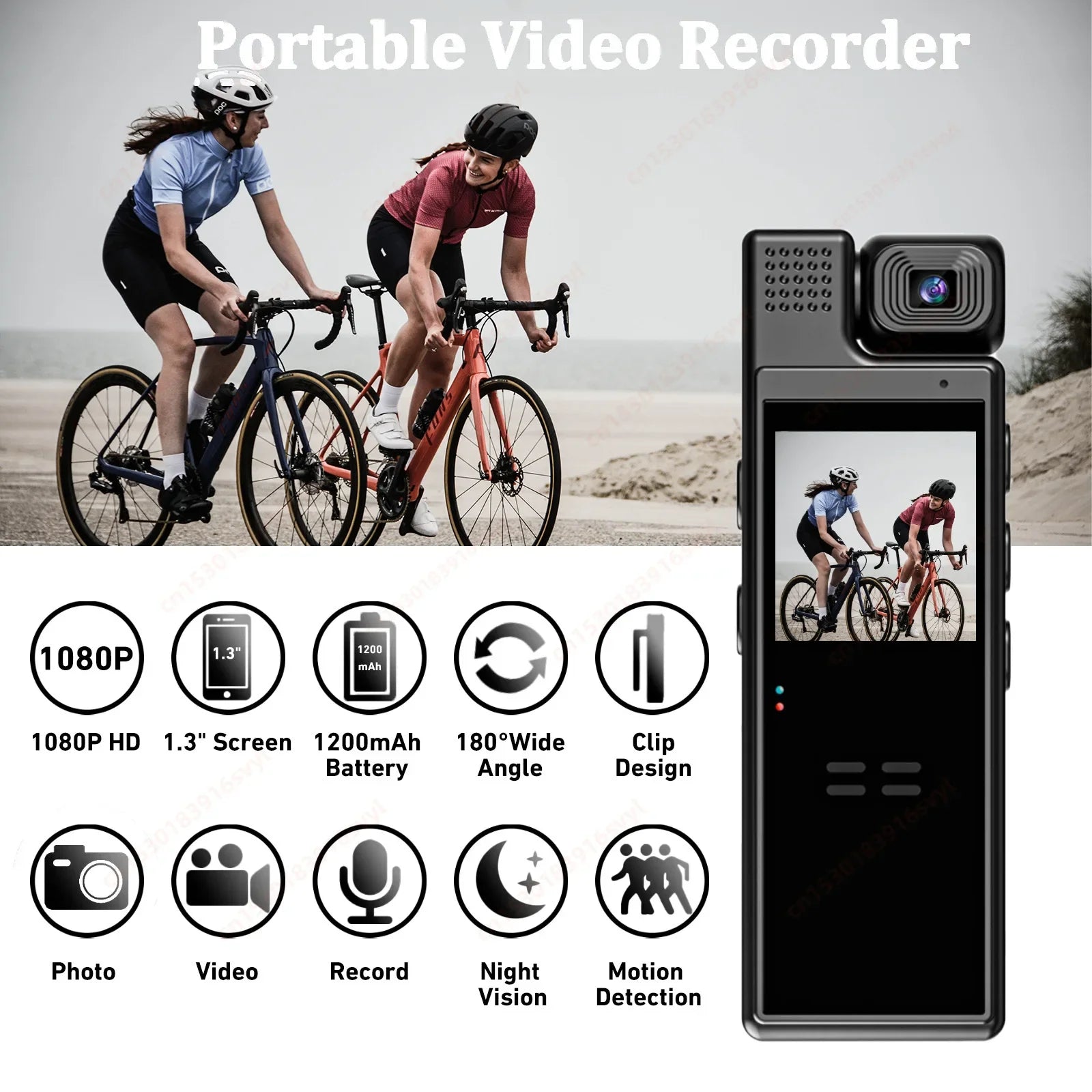 1080P HD Mini Action Camera WiFi 180° Rotatable Back Clip 1.3" Screen Portable Body Cam Video Recorder Travel Bicycle Driving