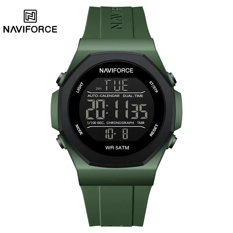 NAVIFORCE Digital Watches for Men Sports LCD Wristwatches  50m Waterproof Sport Watch Digital Light Stopwatch Military Men Watch