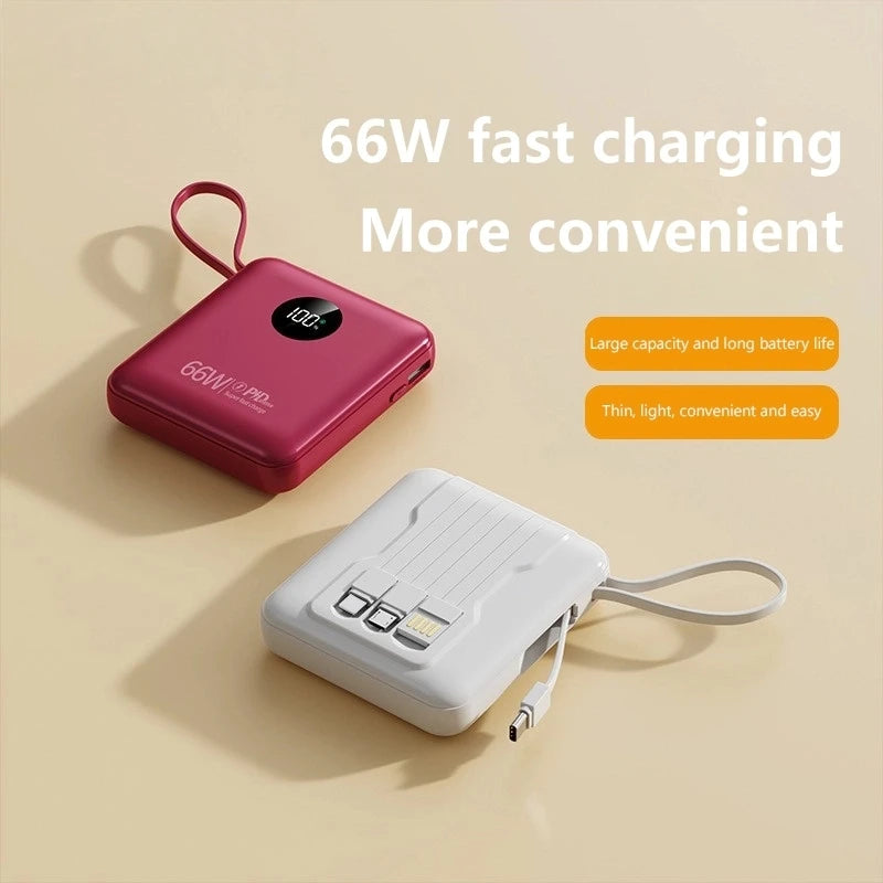 66W Super Fast Charge 20000mAh Mini Power Pack Built in Cable Power Pack For iPhone 16 13 Pro Xiaomi   External Battery Charger