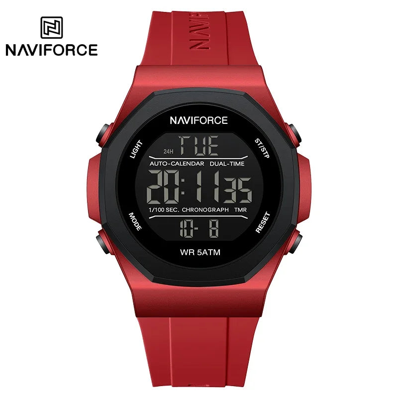 NAVIFORCE Digital Watches for Men Sports LCD Wristwatches  50m Waterproof Sport Watch Digital Light Stopwatch Military Men Watch