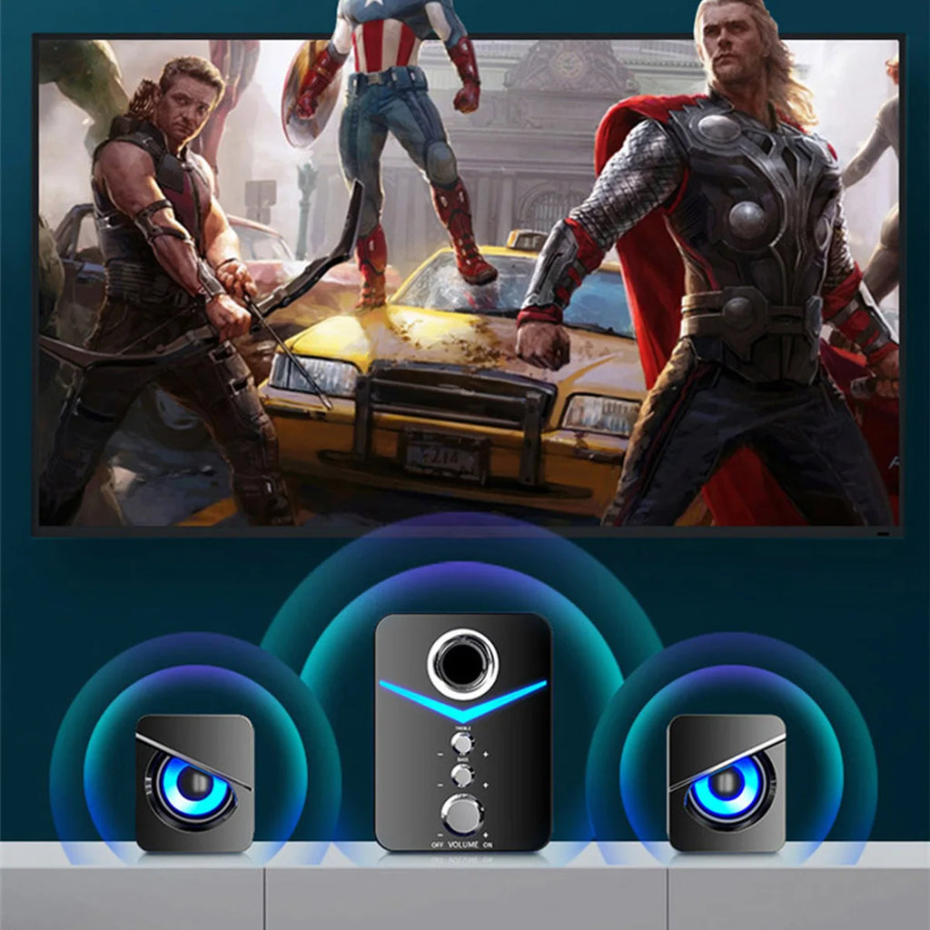 Computer Speakers System Stereo Bass Subwoofer For  Desktop Laptop USB Wired Desktop PC Speaker With RGB LED Light 3.5mm Jack