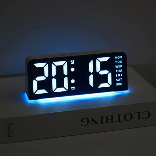 1 PCS Digital LED Alarm Clock With Date Display Dual Alarms Snooze Function Night Light 12H 24H Mode For Bedroom Desk Table