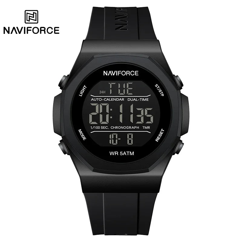 NAVIFORCE Digital Watches for Men Sports LCD Wristwatches  50m Waterproof Sport Watch Digital Light Stopwatch Military Men Watch
