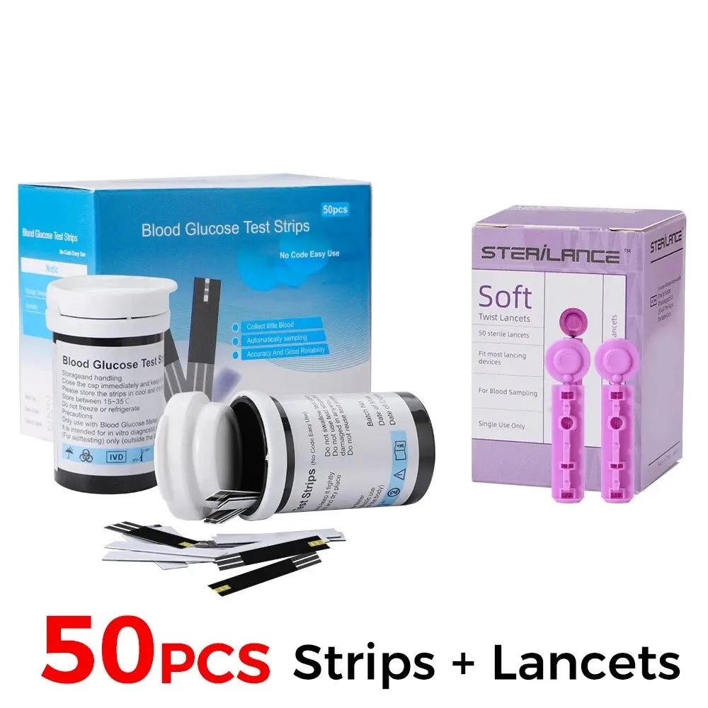 Blood Glucose Meter Medical Glucose Test Strips Lancets Devices Glucometer Kit Diabetic Diabetes Digital official-website