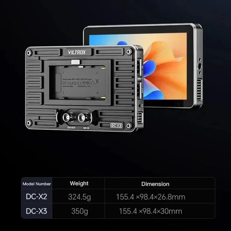Viltrox DC-X2/DC-X3 Portable Monitor 6 Inch 2000 Nits 4K Touch Screen Profissional Photographic HD FHD Camera Monitor for Vedio