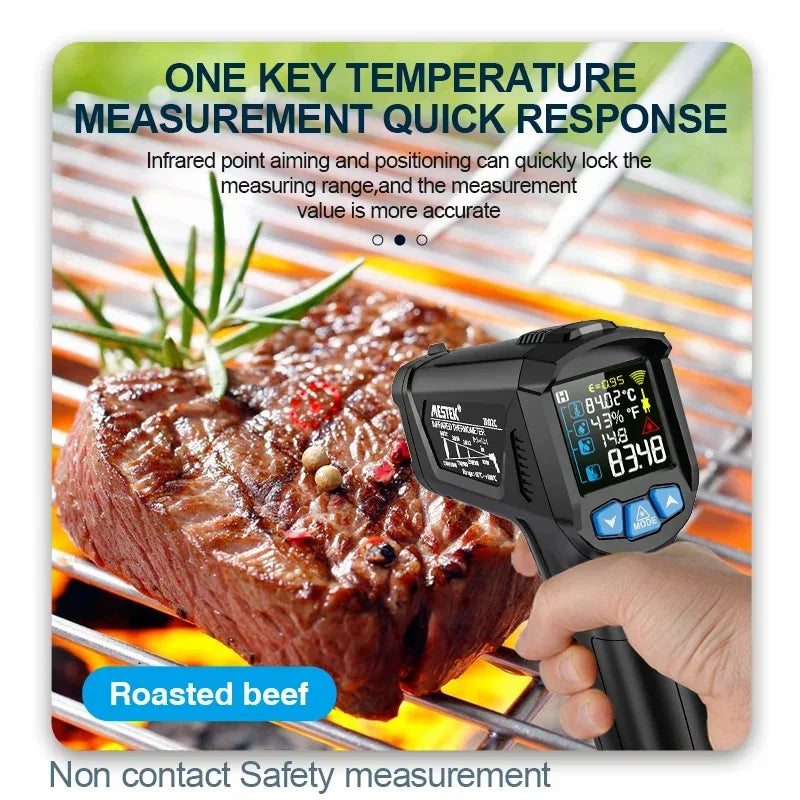 Thermometer 600/800°C Digital Infrared High Temperature Meter Industrial Laser Pyrometer Gun Outdoor Kitchen Humidity Heat Meter