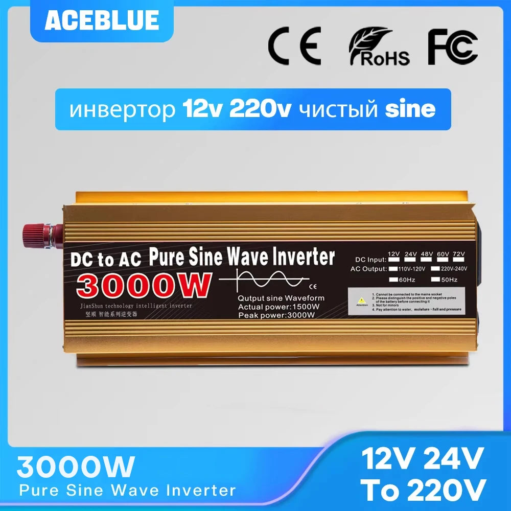 Inverter 12v 220v Pure Sine Wave 1600W-3000W Transformer Convert Multi-function Socket Converter Car inverter