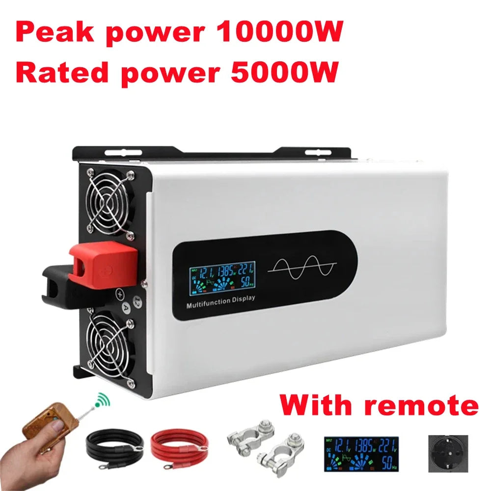 12000W 10000W 8000W Pure Sine Wave Inverter DC 12V 24V 48V 72V 92V To AC 220V 110V Solar Power Bank Inverter Frequency Converter