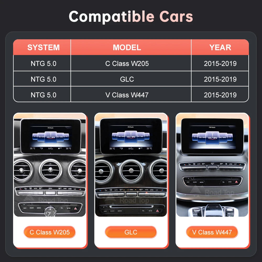 Linux Multimedia Screen Wireless CarPlay Android Auto for Mercedes-Benz W205 W176 GLC A C V Class W447 CLA GLA 2015-2018 NTG5.0