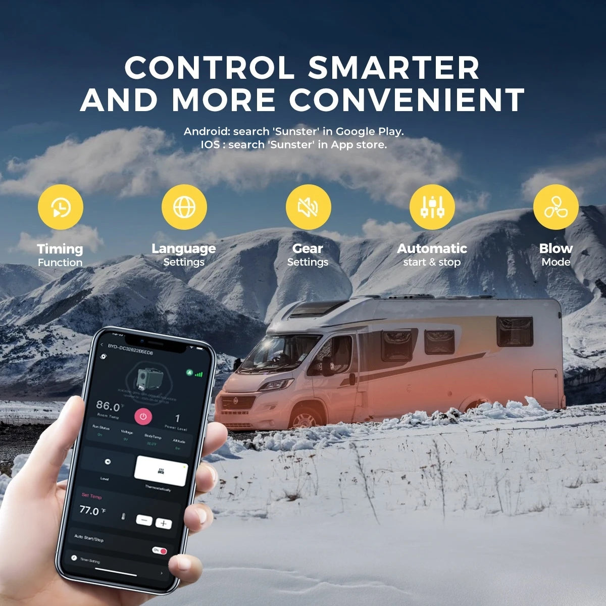 TB10 8KW 12V/24V/230V Diesel Air Heater LCD & Bluetooth APP w/ Auto Start-Stop Adaptive Plateau Parking Heater For Car RV Camper