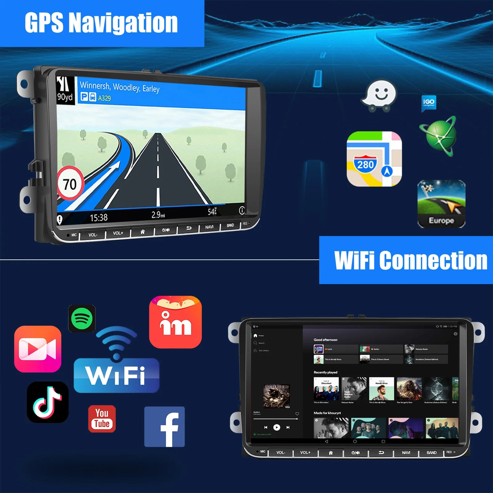 9" Android 14 4G+64G Wireless Carplay Car Stereo GPS NAVI WIFI RDS FM BT EQ for VW Golf 5 6 Passat Polo Touran Tiguan Caddy EOS