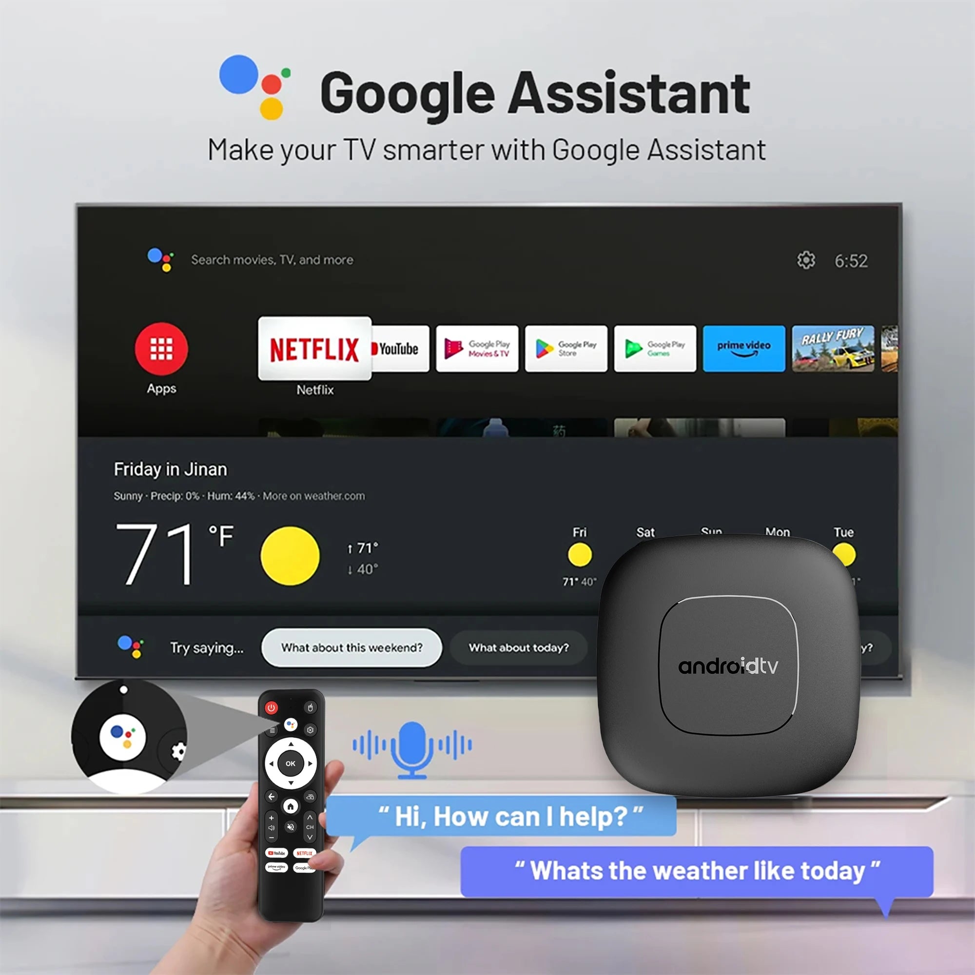 Global Version Mortal T1 Smart Streaming Media Player TV Box AllwinnerH313 Android13 2.4G&5G Wifi 4K  Bluetooth Google Assistant