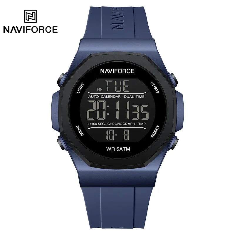 NAVIFORCE Digital Watches for Men Sports LCD Wristwatches  50m Waterproof Sport Watch Digital Light Stopwatch Military Men Watch
