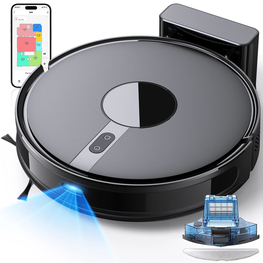 Lubluelu B40 Robot Vacuum and Mop Cleaner, 6000Pa Strong Suction, 180 Mins Long Runtime, APP Control Smart Mapping, 34 No-Go Zon