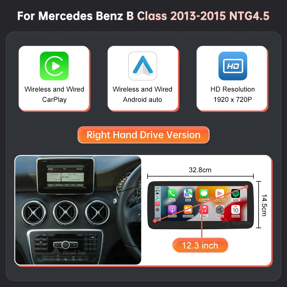 1920*720 Touch Screen Car Multimedia Display For Benz A B CLA GLA W176 W463 W246 2013-2015 NTG4.5 Wireless Carplay Android Auto