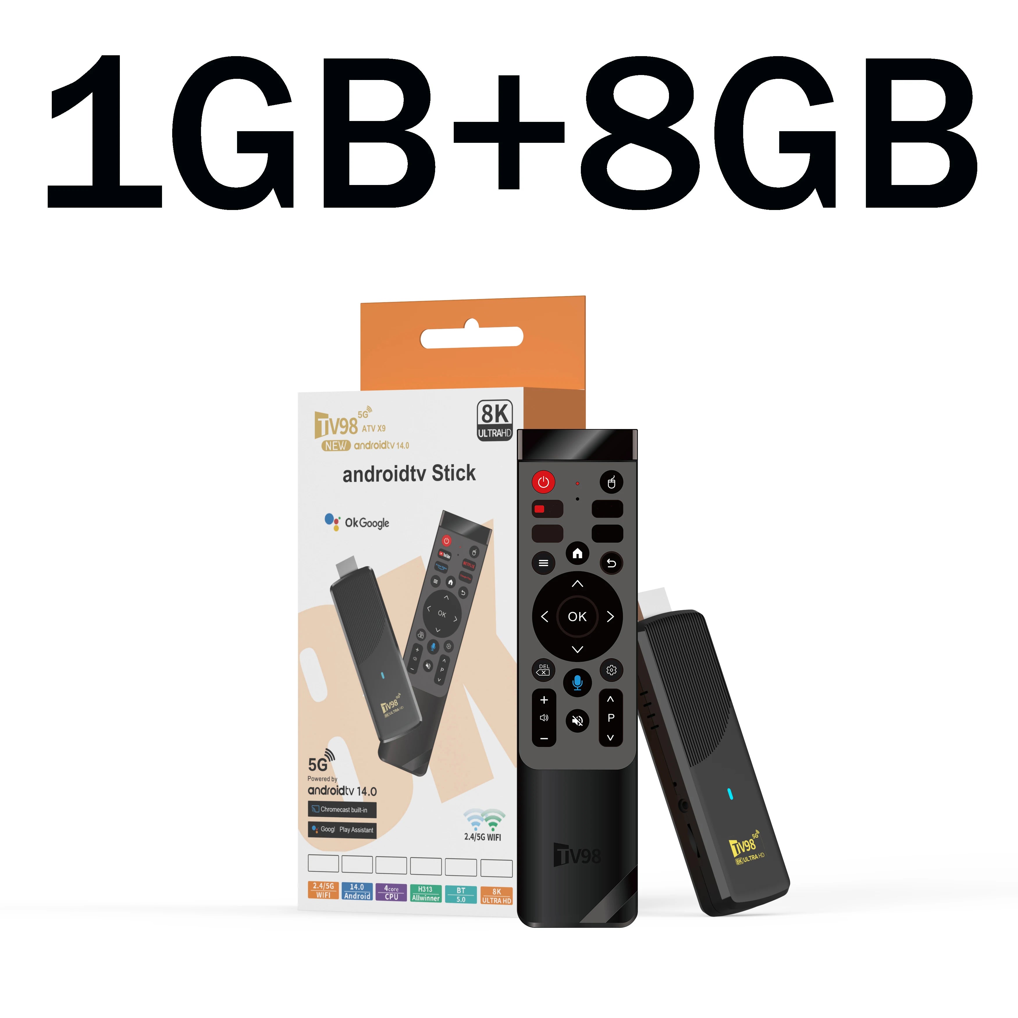 TV98 ATV X9 Smart TV Stick Android14 Allwinner H313 OTA 8GB 128GB Support 8K 4K Media Player 4G 5G Wifi6 HDR10 Voice Remote iptv