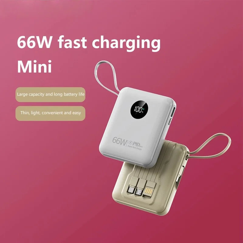 66W Super Fast Charge 20000mAh Mini Power Pack Built in Cable Power Pack For iPhone 16 13 Pro Xiaomi   External Battery Charger