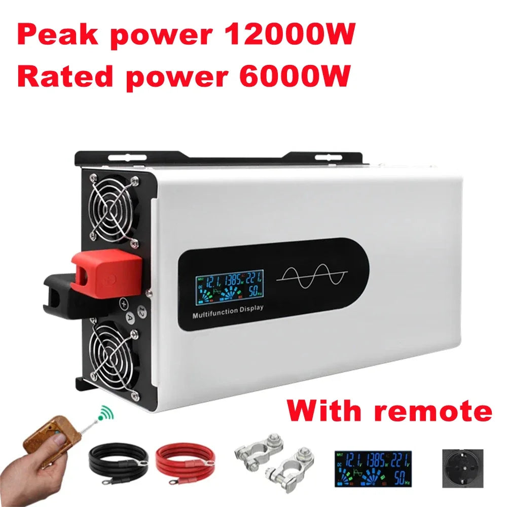 12000W 10000W 8000W Pure Sine Wave Inverter DC 12V 24V 48V 72V 92V To AC 220V 110V Solar Power Bank Inverter Frequency Converter