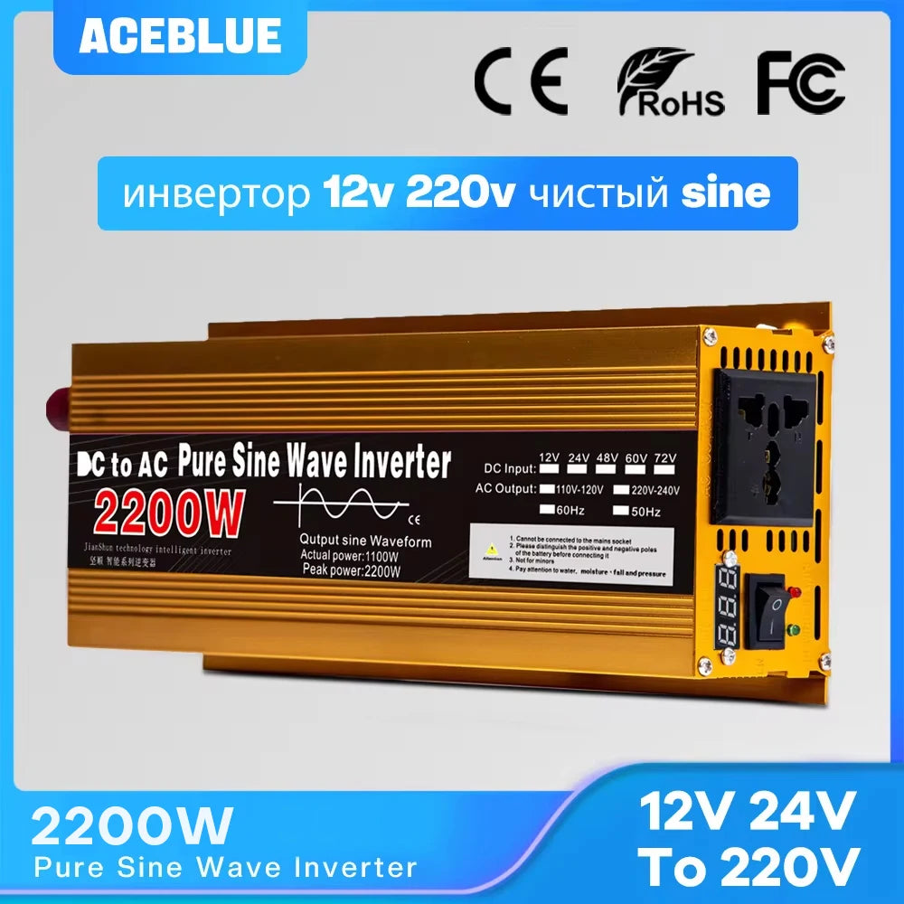 Inverter 12v 220v Pure Sine Wave 1600W-3000W Transformer Convert Multi-function Socket Converter Car inverter