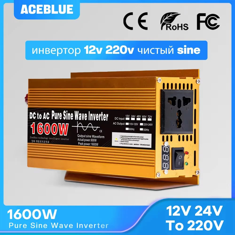 Inverter 12v 220v Pure Sine Wave 1600W-3000W Transformer Convert Multi-function Socket Converter Car inverter