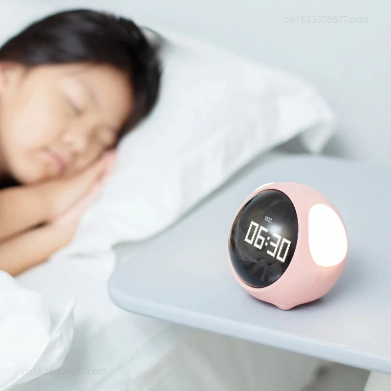 Child Alarm Clock Digital Emotion Table Clock WIth Light Living Room Bedroom Desktop Clock Cute Cartoon Alarm Clock for Kids